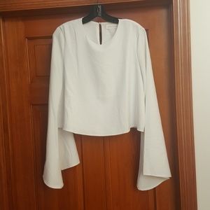 Caren Forbes White Bell Sleeve Top